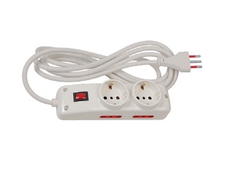 ALARGUE 3L C/2 SCHUKOS + 4X3L C/INTERRUPTOR 3M BLANCO CONTACTUM