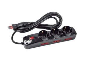 ALARGUE 3L C/3 SCHUKOS + 6X3L C/INTERRUPTOR 3M NEGRO CONTACTUM