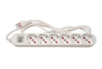 ALARGUE FICHA 3L C/6 SCHUKOS C/INTERRUPTOR 3M BLANCO CONTACTUM