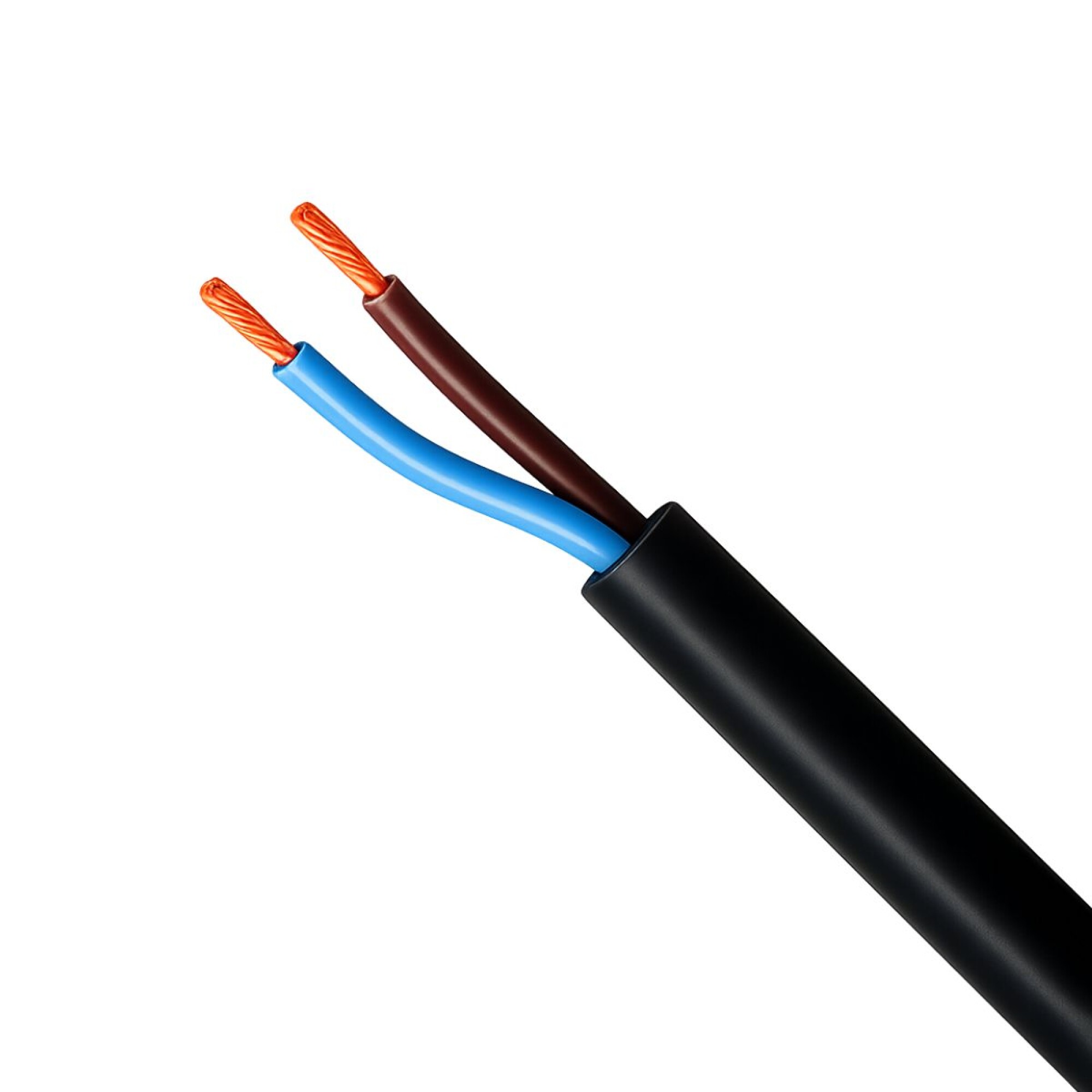 CABLE BAJO GOMA NEGRO 2X1MM