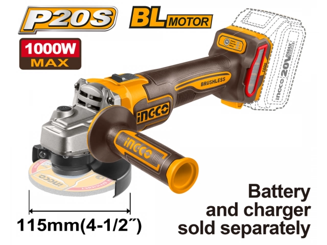AMOLADORA ANGULAR A BATERIA 20V P20S BRUSHLESS MOTOR 4½´´ 115MM S/BAT S/CARG ING